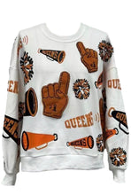 Load image into Gallery viewer, Queen of Sparkles Orange &amp; Black Cheers Queen Icon Sweatshirt