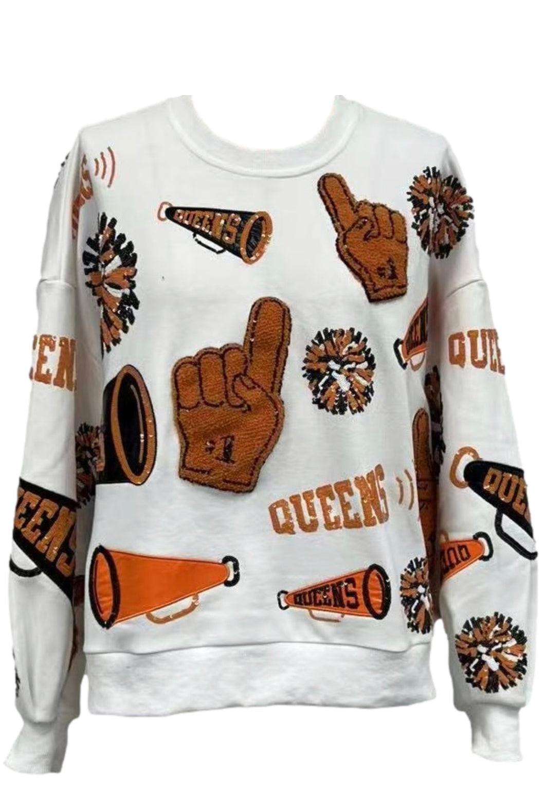 Queen of Sparkles Orange & Black Cheers Queen Icon Sweatshirt