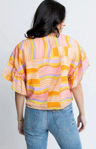 Karlie Multi Stripe Ruffle Top