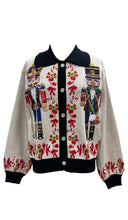 Load image into Gallery viewer, QOS Queen of Sparkles Black Trim Collar Nutcracker &amp; Candy Cane Cardigan