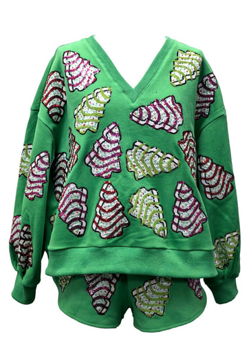 QOS Queen of Sparkles Green Little Debbie Trees Sweatshirt