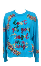 Load image into Gallery viewer, Queen of Sparkles Aqua “Don’t Get Your Tinsel in a Twist” Sweater