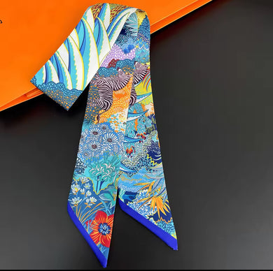 Royal Blue Zebra Twilly Scarf