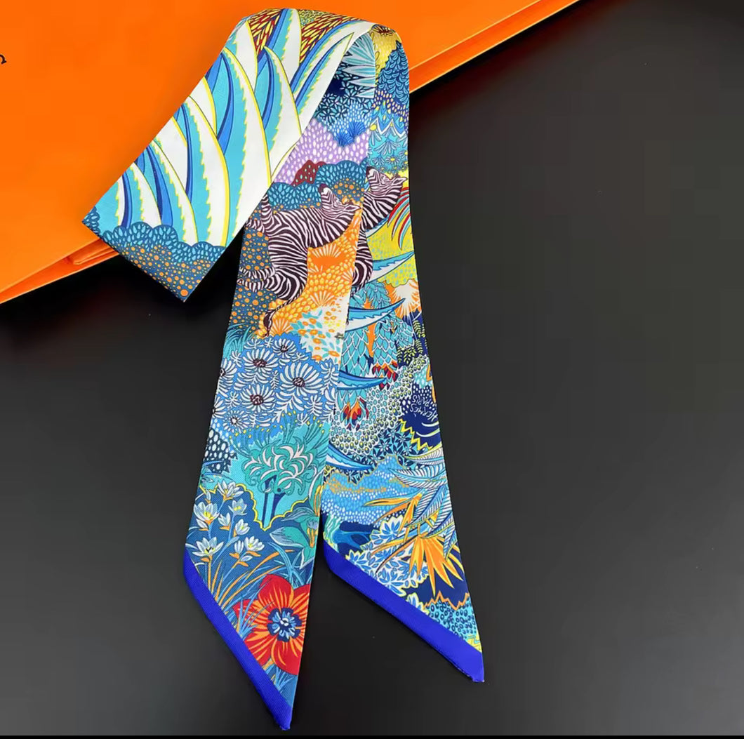 Royal Blue Zebra Twilly Scarf
