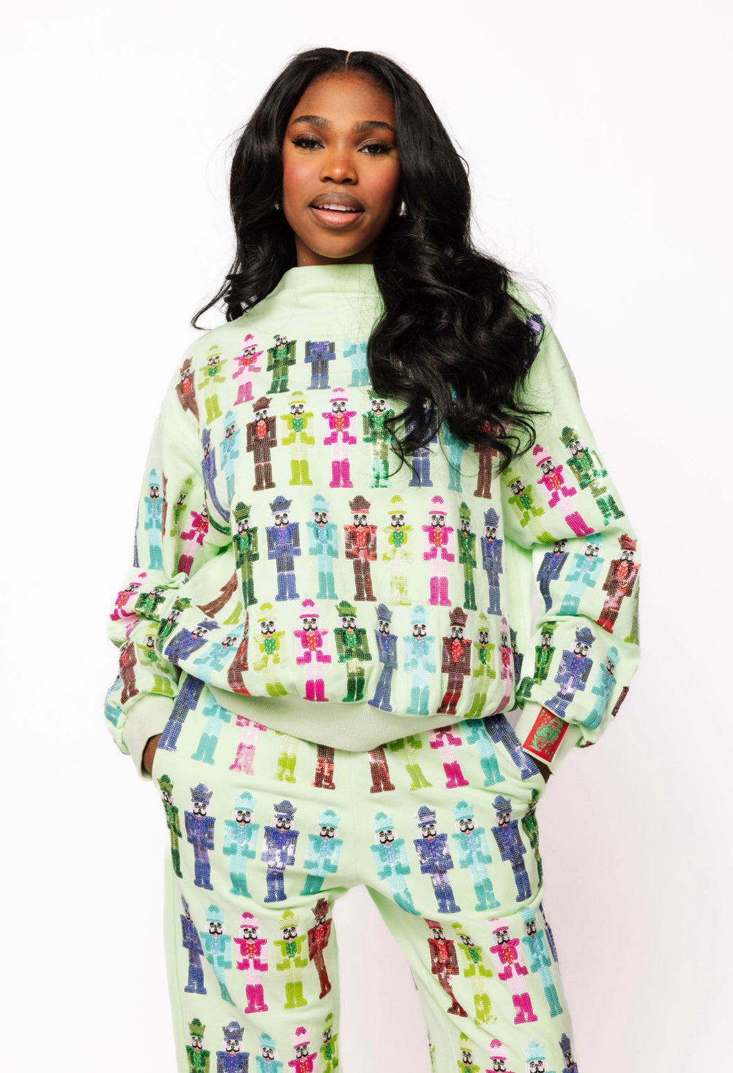 QOS Queen of Sparkles Mint Multi Nutcracker Sweatshirt