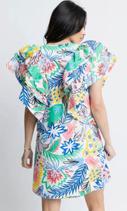 Karlie Multi Palm Ruffle Dress