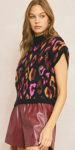 Entro Leopard Sleeveless Sweater