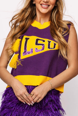 QOS Queen of Sparkles LSU Pennant Sweater Tank