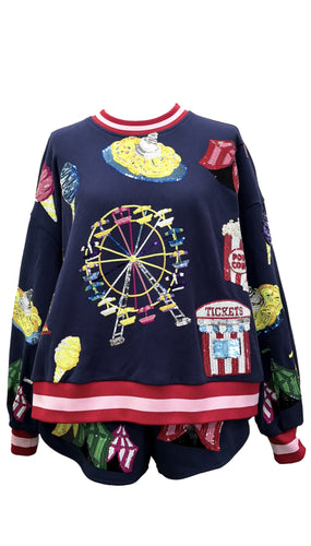 QOS Queen of Sparkles Navy Fair Fun Sweatshirt