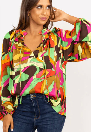 Karlie Abstract Satin Top