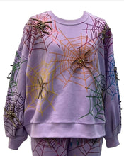 Load image into Gallery viewer, Queen of Sparkles Lavender Spider Web Sweatshirt