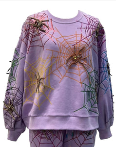 Queen of Sparkles Lavender Spider Web Sweatshirt