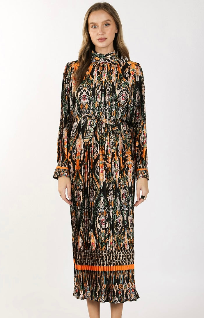 Beulah Style Vintage Print Maxi Dress with Belt – Lindsay Kate Designs