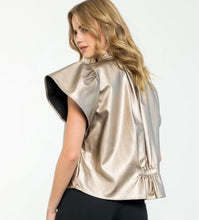 Load image into Gallery viewer, THML Flutter Sleeve Leather Top