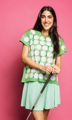 QOS Queen of Sparkles Green Golf Ball and Golf Tee T-Shirt