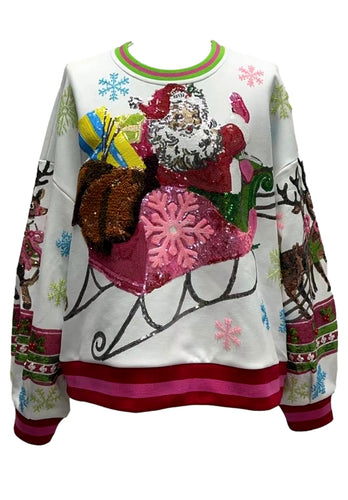 QOS Queen of Sparkles Vintage Santa Sweatshirt