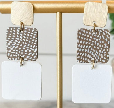 White 3-Drop Earrings