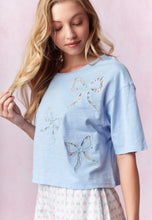 Load image into Gallery viewer, Peach Love Bow Lace Laser Cut Top
