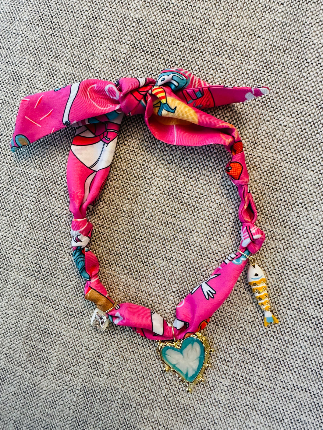 Jennifer Thames Originals Scarf Necklace with Charm