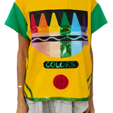 QOS Queen of Sparkles Green & Yellow Crayon Tee