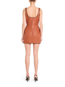 Amanda Uprichard Ginger Skort Romper in Chestnut