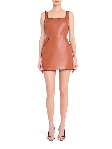 Amanda Uprichard Ginger Skort Romper in Chestnut