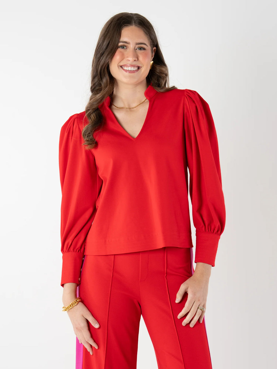 Emily McCarthy Hampton Top in High Risk Red