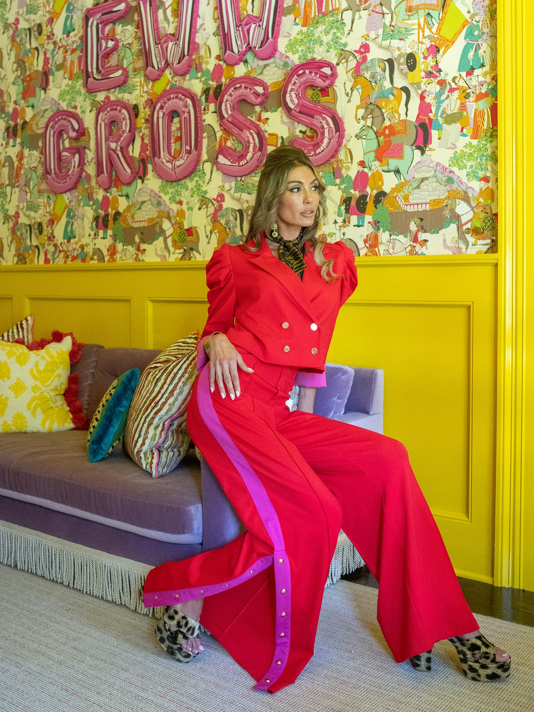 Emily McCarthy Paisley Pants in High Risk Red