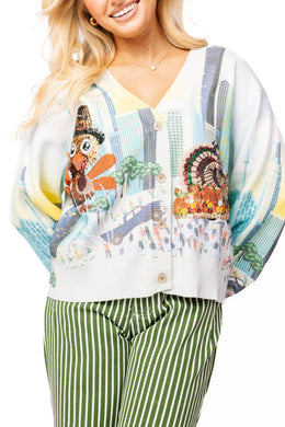 QOS Queen of Sparkles Multi Thanksgiving Parade Cardigan
