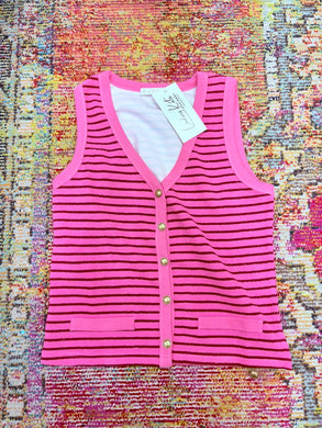 Karlie Pink Stripe Knit Novelty Vest
