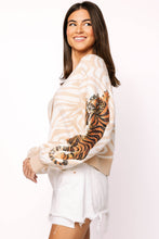 Load image into Gallery viewer, QOS Queen of Sparkles Ivory Tiger on Tiger Cardigan