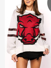 Load image into Gallery viewer, QOS Queen of Sparkles Licensed Arkansas Oversized Mascot Sweater