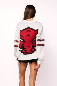 QOS Queen of Sparkles Licensed Arkansas Oversized Mascot Sweater