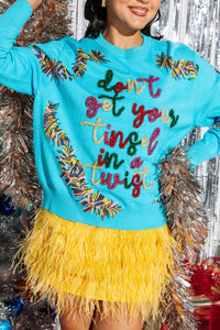 Queen of Sparkles Aqua “Don’t Get Your Tinsel in a Twist” Sweater