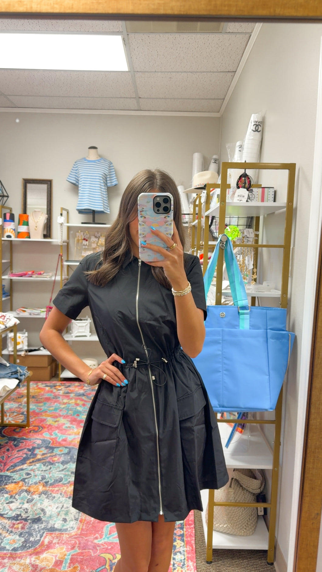 Karlie Solid Pocket Cinch Waist Dress