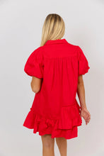 Load image into Gallery viewer, Karlie Solid Poplin Ruffle Bottom Shirt Dress