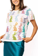 Load image into Gallery viewer, QOS Queen of Sparkles White Multi Easter Bunny Tee