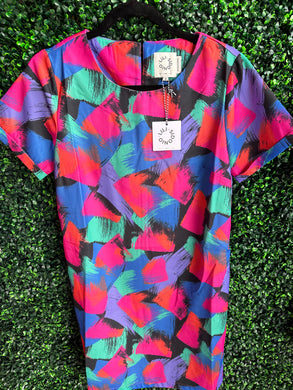 Mini Dress in Color Block Print