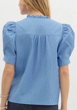 Load image into Gallery viewer, Entro Textured Light Blue Top