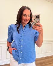 Load image into Gallery viewer, Entro Textured Light Blue Top