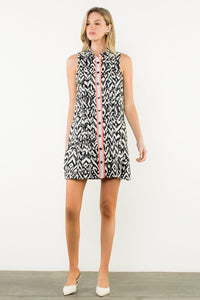 THML Contrast Trim Button Front Sleeveless Dress