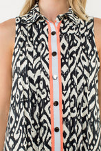 Load image into Gallery viewer, THML Contrast Trim Button Front Sleeveless Dress