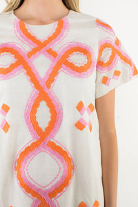 THML Embroidered Short Sleeve Dress