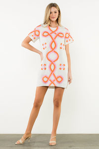 THML Embroidered Short Sleeve Dress
