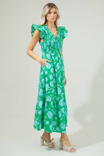 Load image into Gallery viewer, Sugarlips - Waterlilly Floral Sunfire Smocked Bodice Tiered Midi Dress