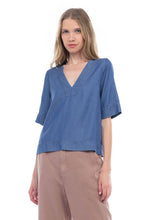 Load image into Gallery viewer, Naked Zebra - Tencel™ V-Neck Band Blouse