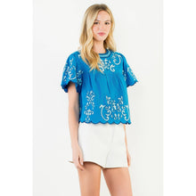 Load image into Gallery viewer, THML - Short Sleeve Embroidery Detailing Top