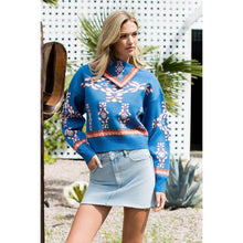Load image into Gallery viewer, THML - Scarf Neck Print Long Sleeve Sweater