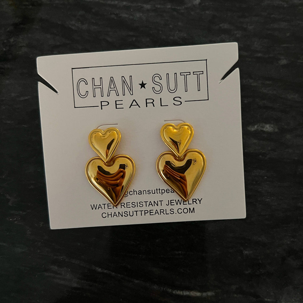 Chansuttpearls - DOUBLE HEART EARRINGS