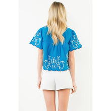 Load image into Gallery viewer, THML - Short Sleeve Embroidery Detailing Top